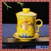 景德镇茶杯陶瓷带盖描金骨瓷水杯 办公会议金边杯子定制LOGO